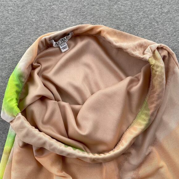 AFRM Skirt Size XS Lime Green Ombre Mesh Midi Pull On Stretchy Psychedelic Retro - Picture 10 of 14